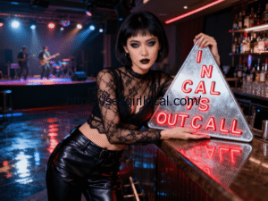 Elegant Kuala Lumpur escort girl discreetly arriving at a luxury hotel room for outcall service.